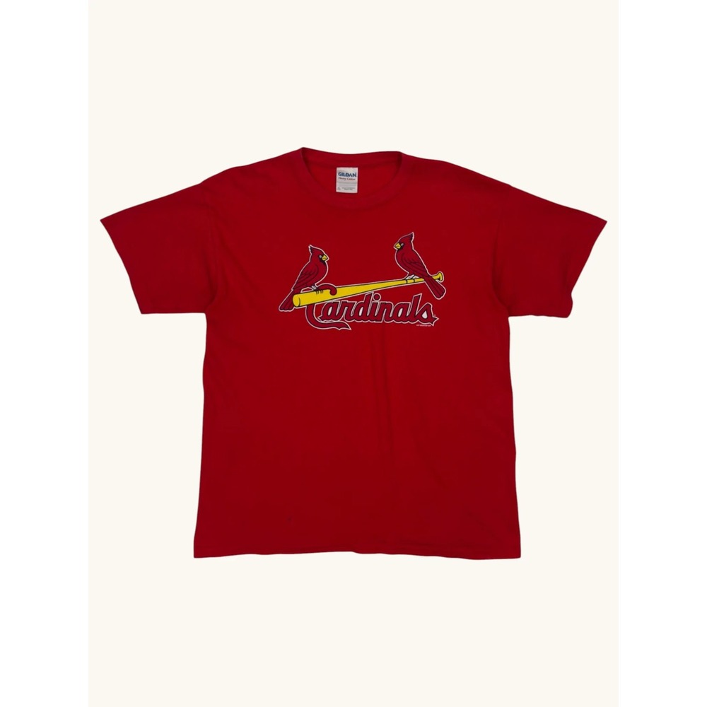 St Louis Cardinals MLB Red Graphic T-Shirt Gildan Heavy Cotton Youth XL